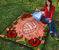 Hawaii Turtle Hibiscus Pink Premium Quilt - Fide Style - Polynesian Pride