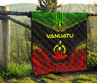 Vanuatu Premium Quilt - Vanuatu Coat Of Arms Polynesian Chief Reggae Version - Polynesian Pride