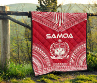 Samoa Premium Quilt - Samoa Coat Of Arms Polynesian Chief Red Version - Polynesian Pride