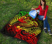 Vanuatu Polynesian Premium Quilt - Reggae Shark Polynesian Tattoo - Polynesian Pride