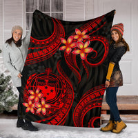 Samoa Polynesian Premium Blanket - Red Plumeria - Polynesian Pride