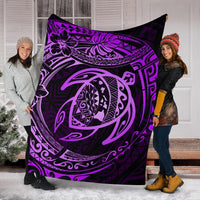 Hawaiian Turtle Polynesian Purple Premium Blanket - Polynesian Pride