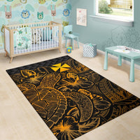 Wallis And Futuna Area Rugs Turtle Hibiscus Gold - Polynesian Pride