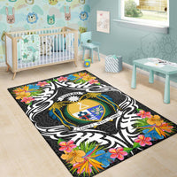 Nauru Area Rug - Coat OfArmsWith Tropical Flowers - Polynesian Pride