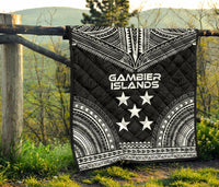 Gambier Islands Premium Quilt - Gambier Islands Flag Polynesian Chief Black Version - Polynesian Pride
