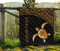 Polynesian Custom Personalised Premium Quilt - Gold Turtle Curver Style - Polynesian Pride