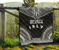 Society Islands Premium Quilt - Society Islands Flag Polynesian Chief Black Version - Polynesian Pride