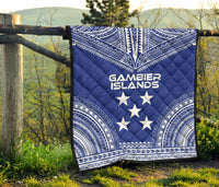 Gambier Islands Premium Quilt - Gambier Islands Flag Polynesian Chief lueag Version - Polynesian Pride