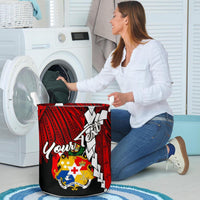 Tonga Polynesian Custom Personalised Laundry Basket - Tribal Wave Tattoo Flag Color - Polynesian Pride