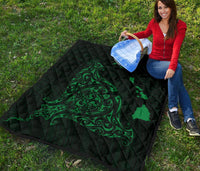 Rays Hawaii Map Polynesian Premium Quilt - Green - Polynesian Pride