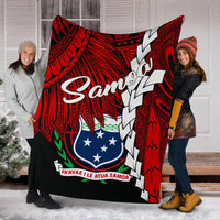 Samoa Polynesian Premium Blanket - Tribal Wave Tattoo Flag Tattoo - Polynesian Pride