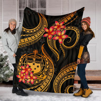 Samoa Polynesian Premium Blanket - Gold Plumeria - Polynesian Pride