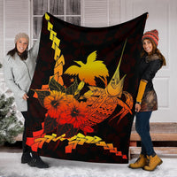 Papua New Guinea Polynesian Premium Blanket - Swordfish With Hibiscus - Polynesian Pride
