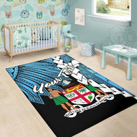 Fiji Polynesian Custom Personalised Area Rug - Tribal Wave Tattoo Flag Style - Polynesian Pride