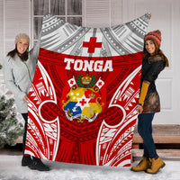Tonga Polynesian Premium Blanket - Pattern With Seal Red Version - Polynesian Pride