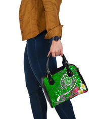 Tahiti Shoulder Handbag - Turtle Plumeria (Green) - Polynesian Pride