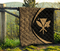 Hawaii Kanaka Polynesian Black Premium Quilt - Circle Style - Polynesian Pride