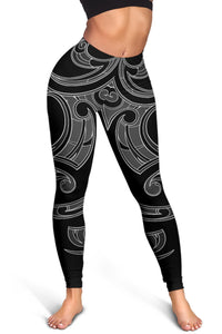 Hawaii Tribal Polynesian Women's Leggings - Grey - Juno Style - AH - Polynesian Pride