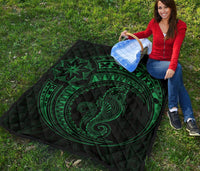 Polynesian Quilt - Polynesian Green Seahorse Tattoo - Polynesian Pride