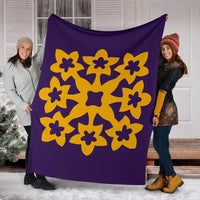 Hawaiian Premium Blanket Royal Pattern - Purple And Gold - A1 Style - Polynesian Pride