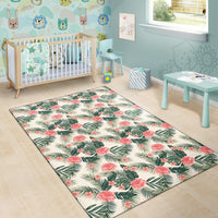 Hibiscus Plumeria Tropical Red Rug - Polynesian Pride