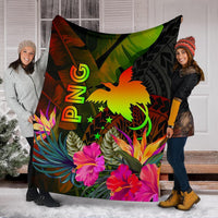 Papua New Guinea Polynesian Premium Blanket - Hibiscus and Banana Leaves - Polynesian Pride