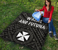 Wallis and Futuna Premium Quilts - Wallis and Futuna Seal With Polynesian Tattoo Style - Polynesian Pride