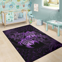 hawaii Rug - Turtle Strong Pattern Hibiscus Plumeria Violet AH - Polynesian Pride