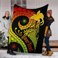 Papua New Guinea Personalised Premium Blanket - PNG Bird And Polynesian Decorative Pattern - Polynesian Pride