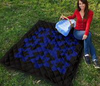 Hawaiian Premium Quilt Royal Pattern - Black And Blue - A1 Style - Polynesian Pride