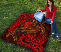 Samoa Premium Quilt - Red Shark Polynesian Tattoo - Polynesian Pride