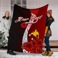 Papua New Guinea Polynesian Custom Personalised Premium Blanket - Coat Of Arm With Hibiscus - Polynesian Pride