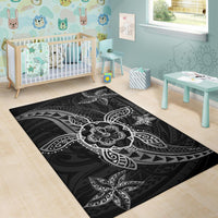 Kanaka Map Hibiscus Plumeria Turtle Art Polynesian Area Rug Gray AH - Polynesian Pride