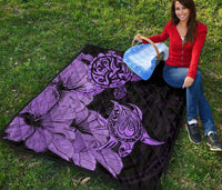 Hawaii Turtle Premium Quilt Polynesian Hibiscus Art Violet AH - Polynesian Pride