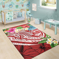 Guam Polynesian Area Rug - Summer Plumeria (Black) - Polynesian Pride