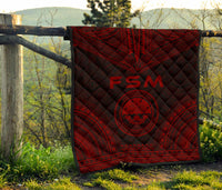 Federated States Of Micronesia Premium Quilt - FSM Seal Polynesian Chief Red Version - Polynesian Pride