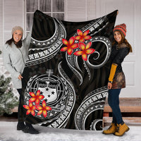 Samoa Polynesian Premium Blanket - White Plumeria - Polynesian Pride