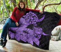 Hawaii Turtle Premium Quilt Polynesian Hibiscus Art Violet AH - Polynesian Pride