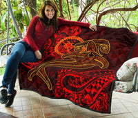 Chuuk Premium Quilt - Red Shark Polynesian Tattoo - Polynesian Pride