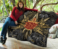 Hawaii Turtle Polynesian Tropical Gold Premium Quilt - Alone Style - AH - Polynesian Pride