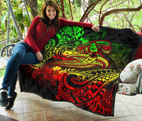 Samoa Premium Quilt - Reggae Shark Polynesian Tattoo - Polynesian Pride