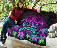 Hawaii Turtle Polynesian Turquoise Premium Quilt - Kuly Style - Polynesian Pride