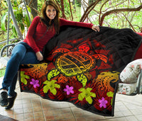 Hawaii Turtle Polynesian Red Premium Quilt - Kuly Style - Polynesian Pride