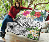 Fiji Polynesian Premium Quilt - Summer Plumeria (White) - Polynesian Pride