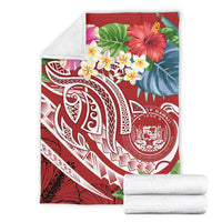 Polynesian Hawaii Premium Blanket - Summer Plumeria (Red) - Polynesian Pride