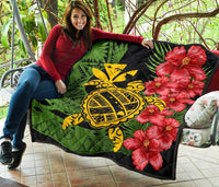 Hawaii Turtle Hibiscus Polynesian Premium Quilt - Aphos Style - Polynesian Pride