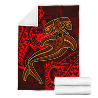 Samoa Premium Blanket - Red Shark Polynesian Tattoo - Polynesian Pride