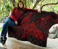 Polynesian Quilt - Polynesian Red Shark Warrior Tattoo - Polynesian Pride
