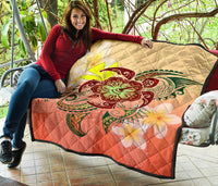 Hawaii Turtle Kanaka Plumeria Hibiscus Premium Quilt - Kity Style - AH - Polynesian Pride
