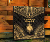 Marshall Islands Premium Quilt - Marshall Islands Flag Polynesian Chief Gold Version - Polynesian Pride
